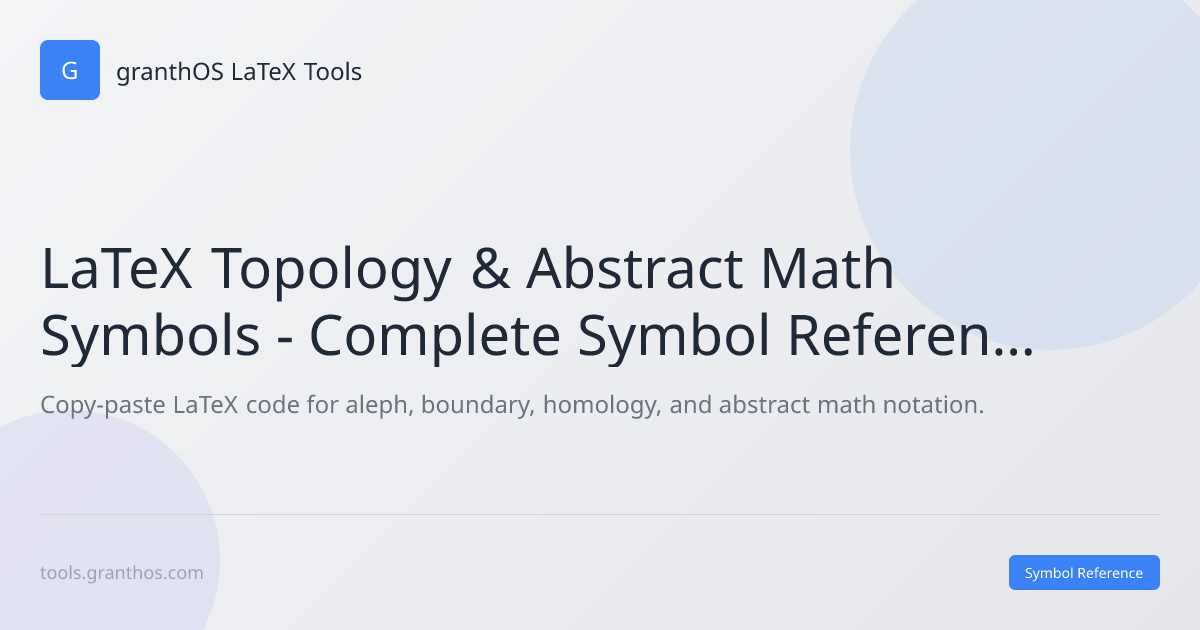 LaTeX Topology & Abstract Math Symbols - Aleph, Boundary, Homology ...