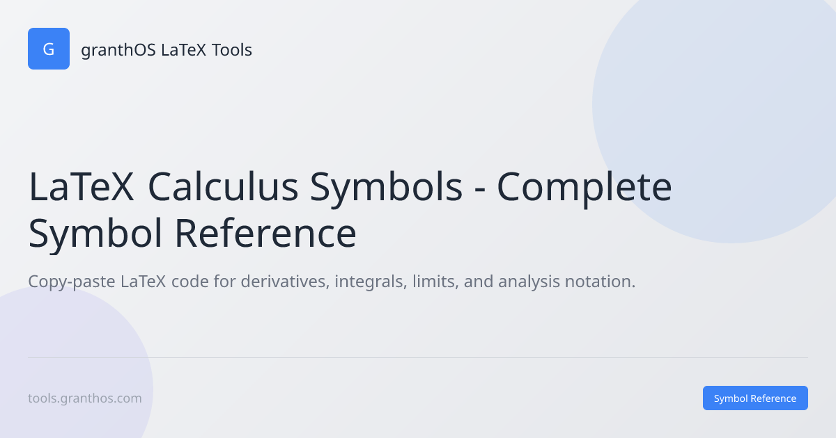 LaTeX Calculus Symbols - Derivatives, Integrals, Limits | Free Symbol ...