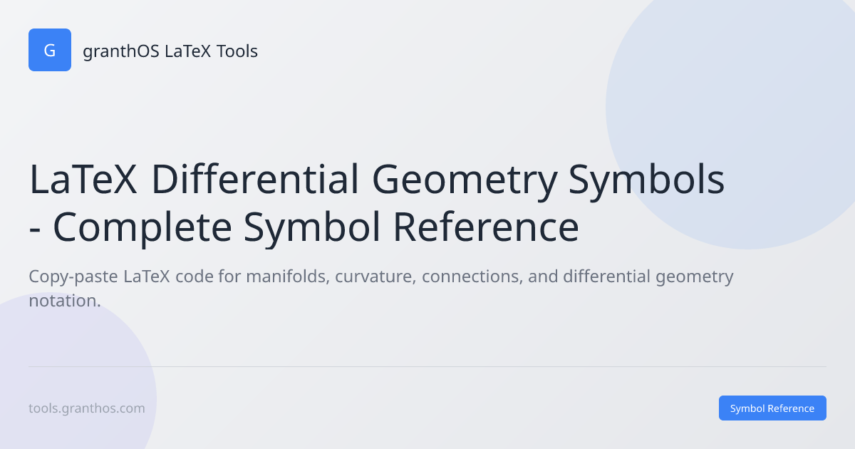 LaTeX Differential Geometry Symbols - Manifolds, Curvature | Free ...