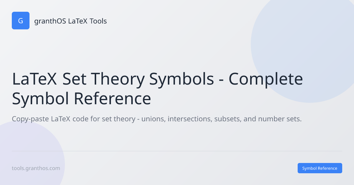 LaTeX Set Theory Symbols - Union, Intersection, Subset | Free Symbol ...