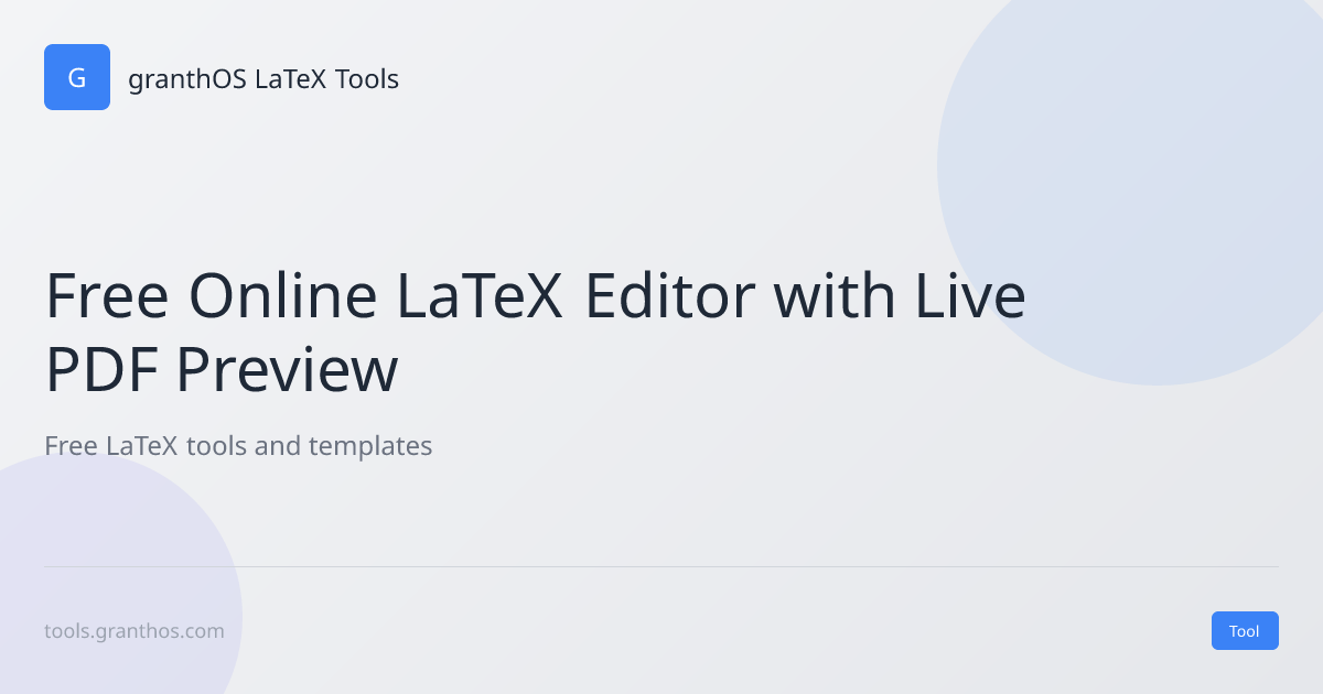 Free Online LaTeX Editor with Live PDF Preview | Overleaf Alternative